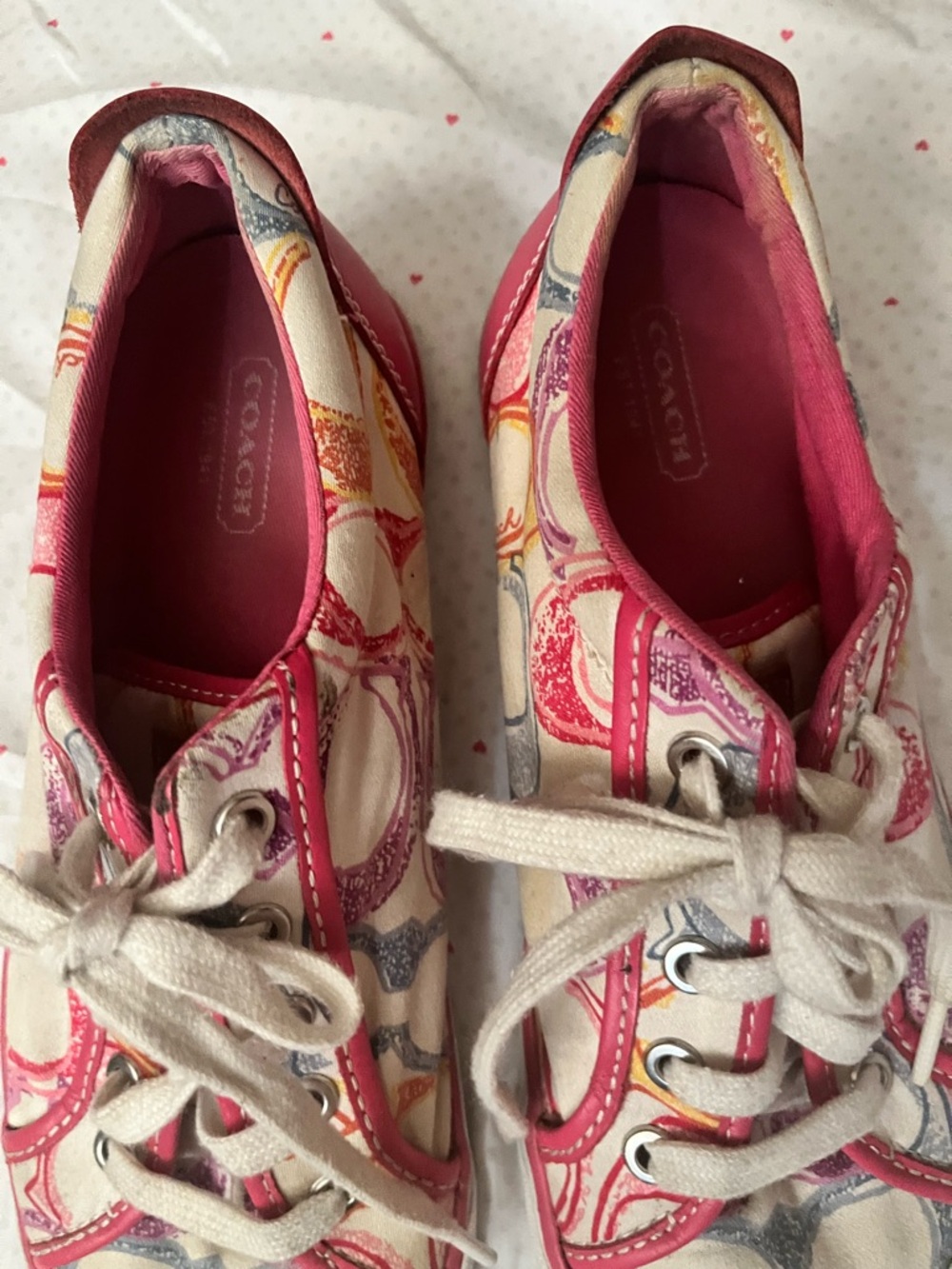 Coach Signature Canvas Low-Top Sneakers with Pink Trim - Picture 2 of 7